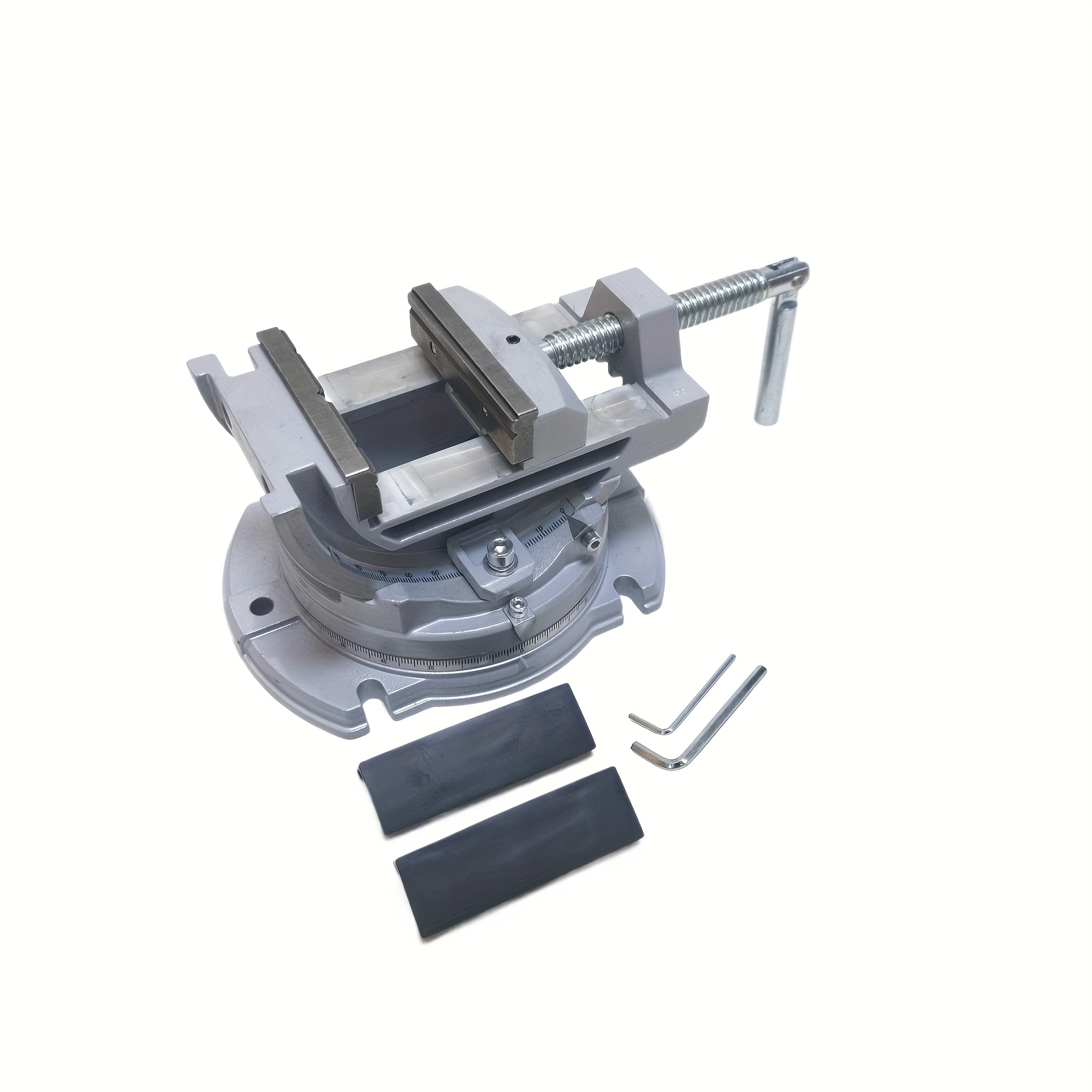 E-shop Eine präzise, robuste Schraubstock mit 360° drehbarer Basis und einer Neigungswinkel von 0-90°.