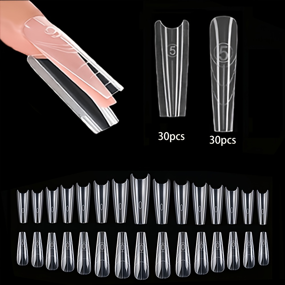TEMU 60 pz Originali Adatte per Estensioni di Unghie in Gel e Stampi per Unghie Pre-Realizzati - per Unghie a Mandorla Corta Punta/Bara Lunga con