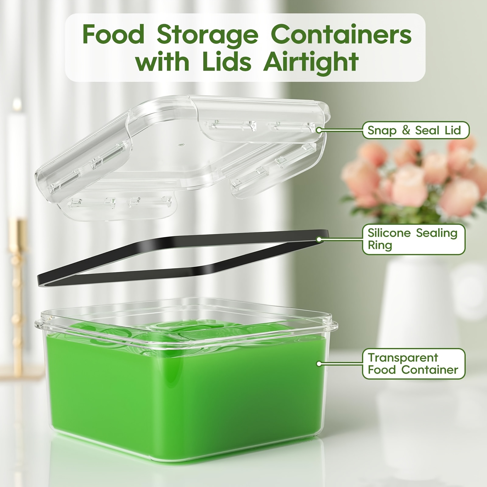 24 40 48pcs food storage container fresh keeping boxes easy to secure lids 12 20 24 lids 12 20 24 containers airtight plastic containers suitable for pantry travel outdoor picnics kitchen organization   with labels and marker 7