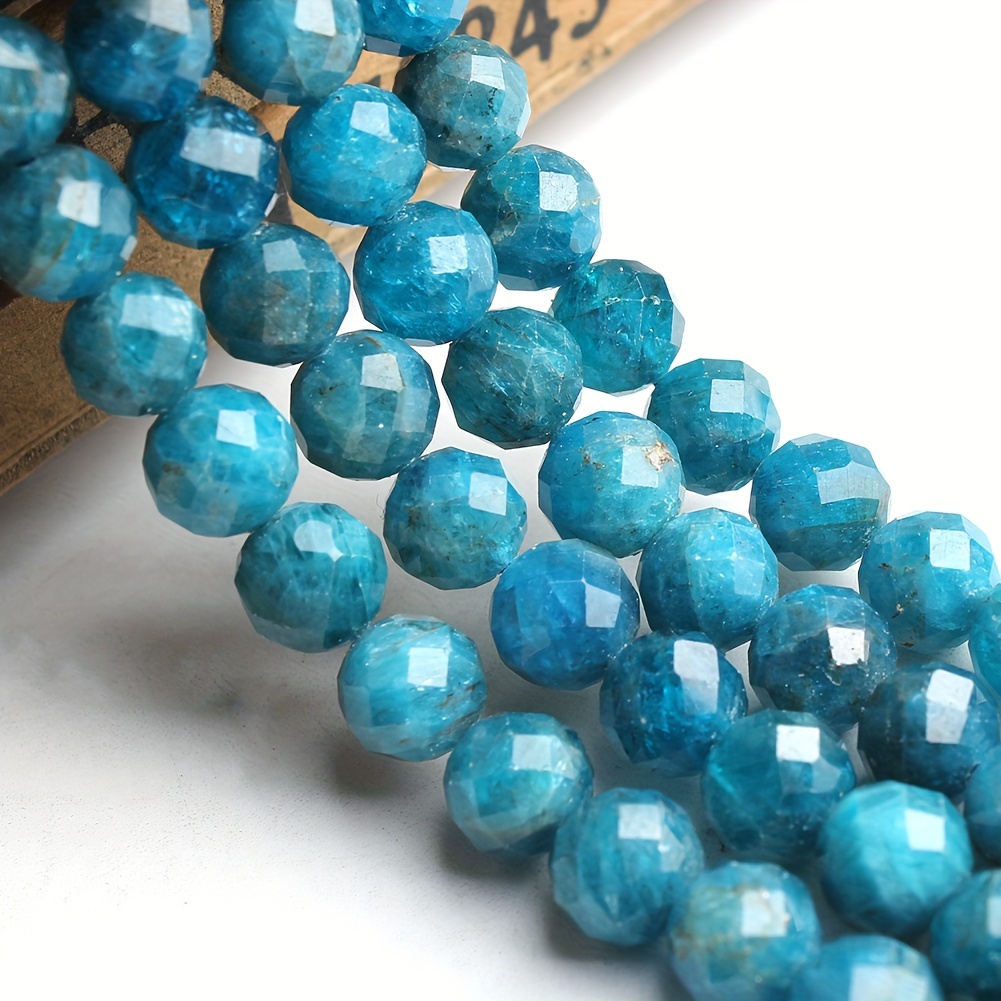 E-shop 8 mm natürliche facettierte Apatit-Hochwertige Steine, exquisite lose Spacer-Perlen für perfekte Schmuckherstellung, Armbänder und Halsketten,