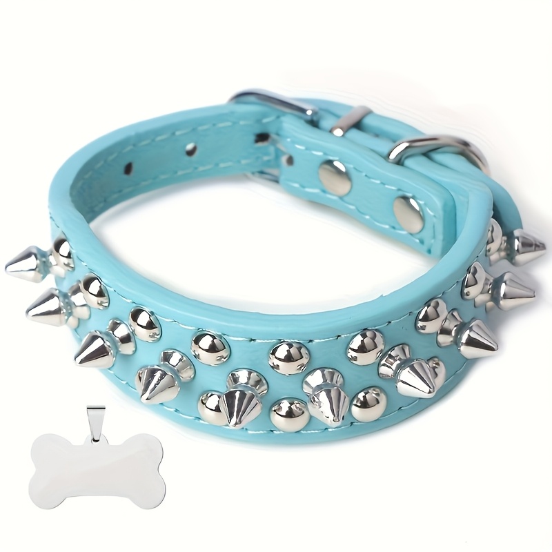 TEMU Pet Collars, Metal Studded Pet Collars, Prevent , Personalized Custom Nameplates