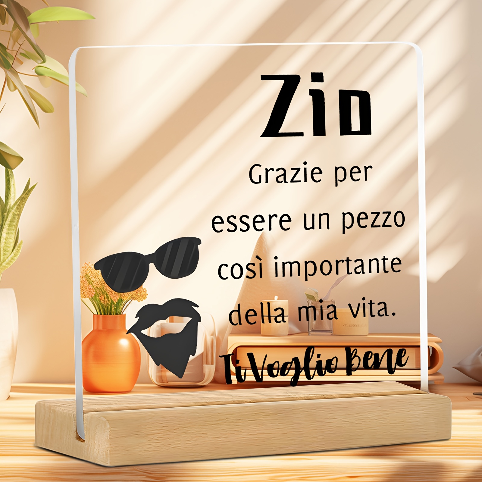 TEMU [2D Flat] [2D Flat] 1 pz Ornamento in Acrilico, con una Divertente Silhouette di Occhiali e Barba, Cool e Caldo, per Regalare ai Zii, per del