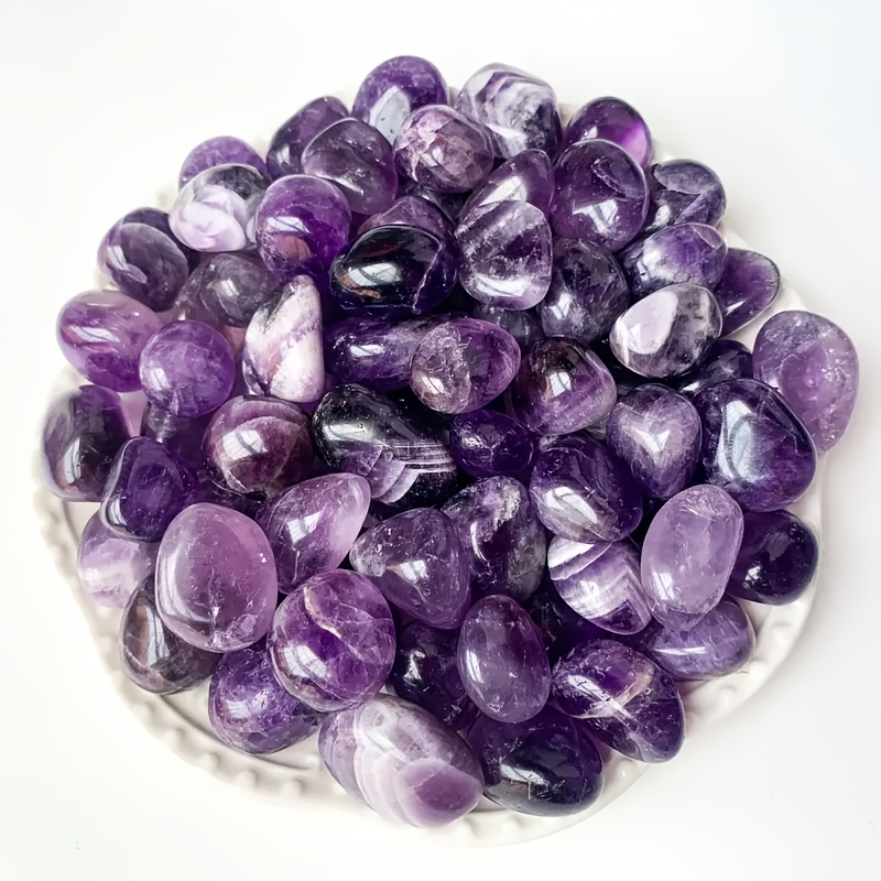 Image of Purchase 50g/100g Large-grain Polished Amethyst Tumbling Stones For Aquarium Filler, Flowerpot Decorative Stones, Jewelry Making, Decoration, Gardens, Fountains, And Diy Projects