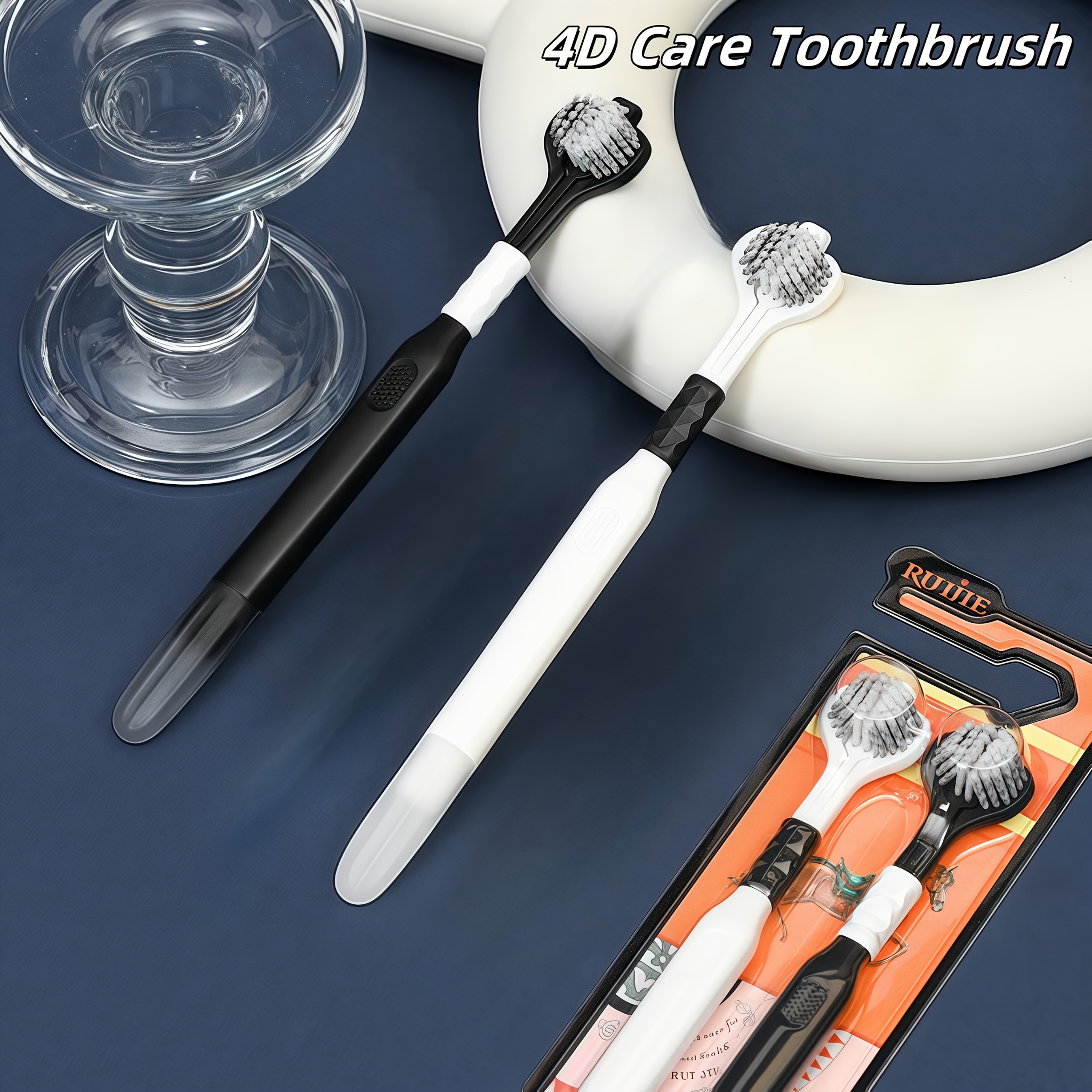 2-Pack Four-Sided Toothbrushes for Thorough Gum Cleaning