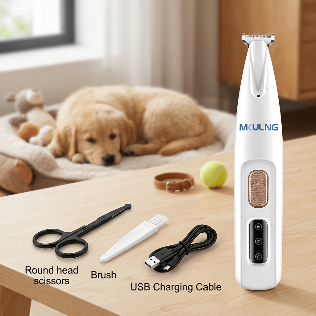 TEMU Mkulng Luxury Pet Grooming Kit, Wireless Paw Trimmer With Smart Led Display, Includes Round-tip Safety Scissors, Quiet Usb Rechargeable Electric