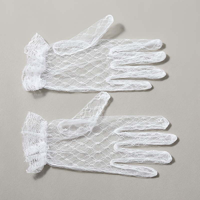TEMU 1 di Guanti Decorativi Sottili con Volant in , Adatti per Abiti da Sposa, Spettacoli , Styling Matrimonio, Feste di Compleanno, Decorazioni