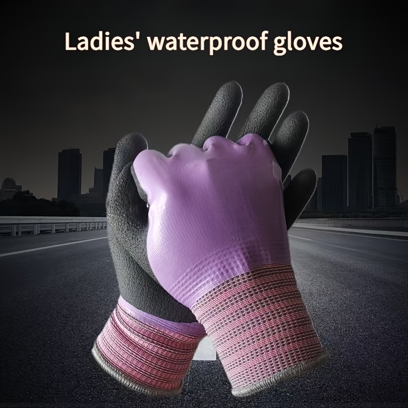 

Women's Waterproof Rubber Gloves, Coated Work Gloves With Grip, Anti-wear & Skid Resistant, Chlorine-free For Gardening, Cleaning, Car Wash, Fishing & Outdoor Use