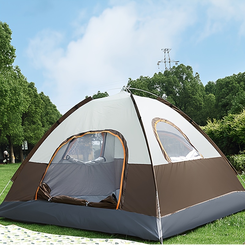 

1pc Automatic Pop-up Tent - Round Polyester Fabric With Glass Fiber Bracket, Zipper Closure, & Lightweight For Beach, Picnic, Hiking