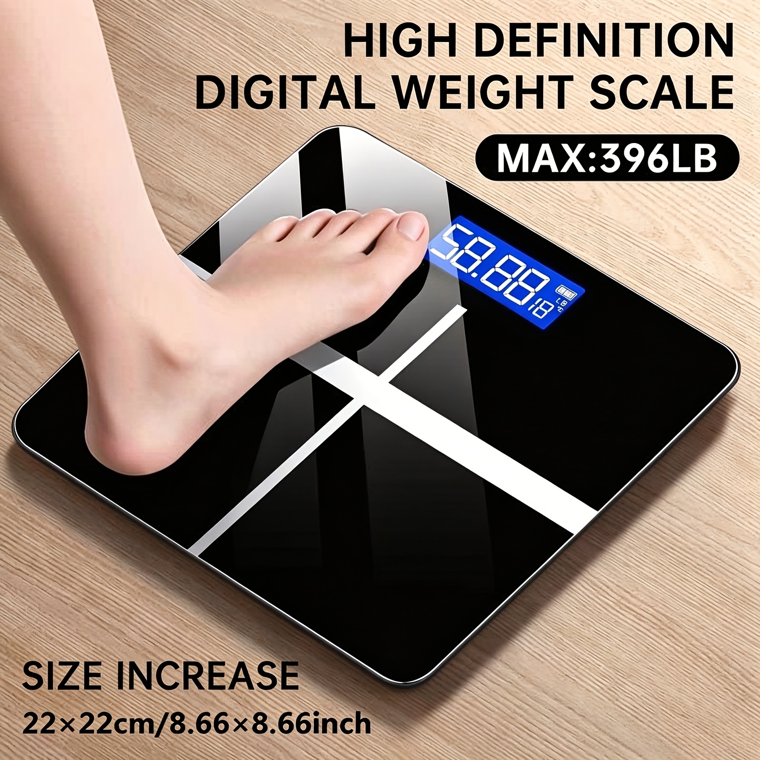 TEMU Báscula de baño digital con apagado automático y gran capacidad de 390 lb/ - Báscula de resistencia, pantalla LCD retroiluminada, plataforma