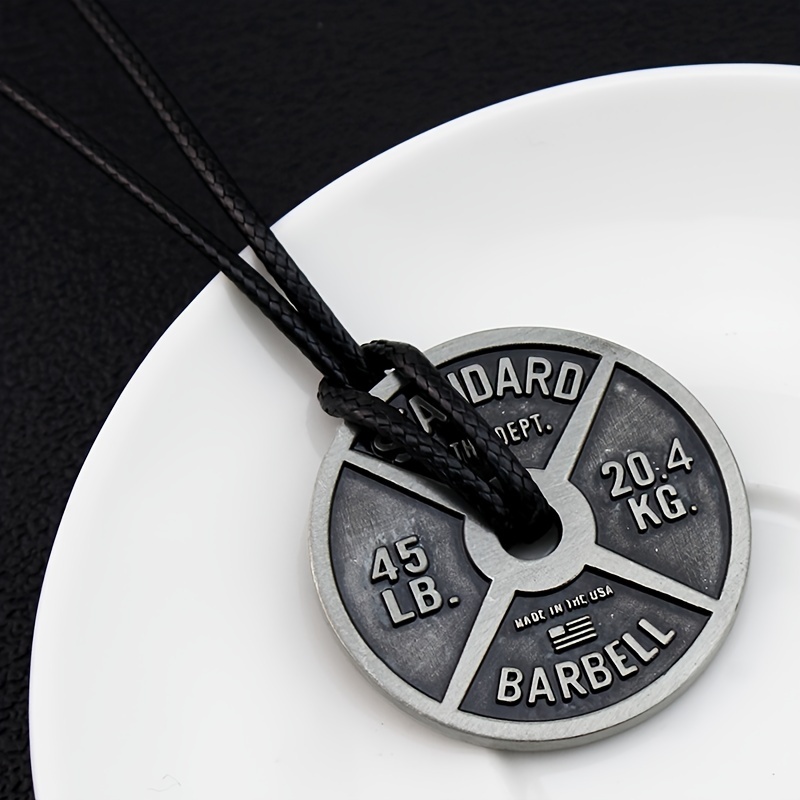 

Vintage Punk Weightlifting Plates Barbell Dumbbell Pendant Necklace Fashion Trend Men Fitness Gym Sports Jewelry Gift