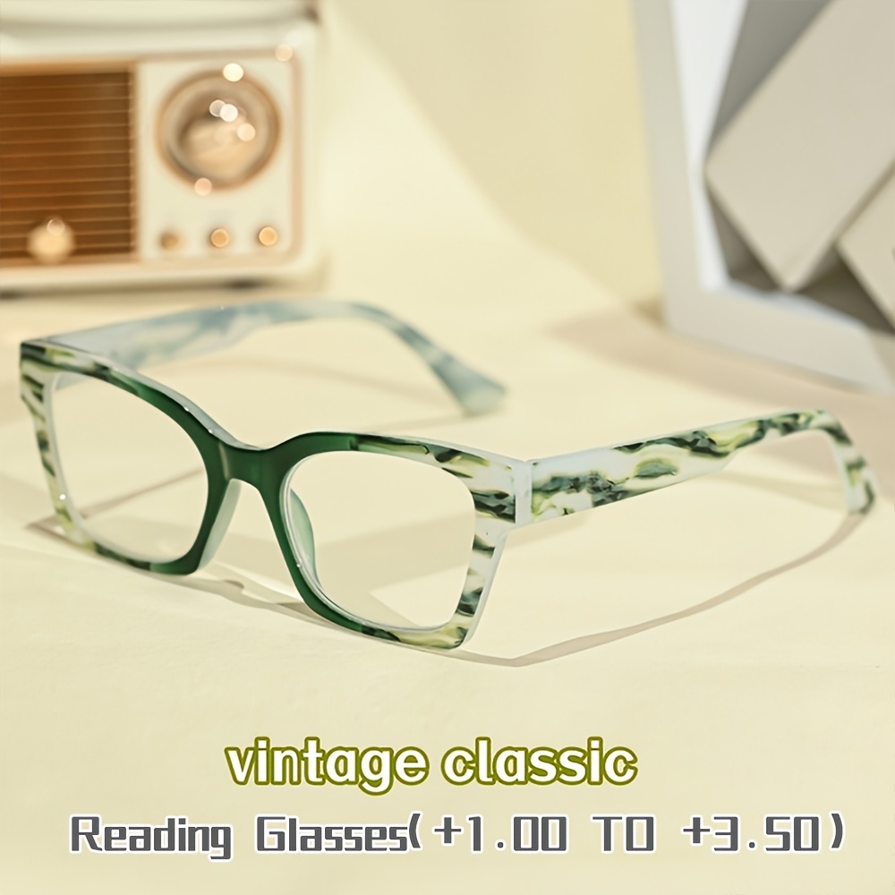 4-Pack Lightweight Square Frame Vintage Reading Glasses