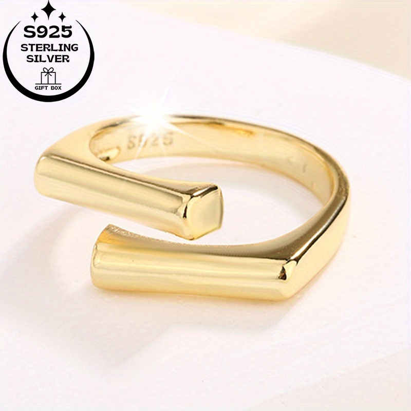 925 Silver Interlocking Square Women's Ring Adjustable
