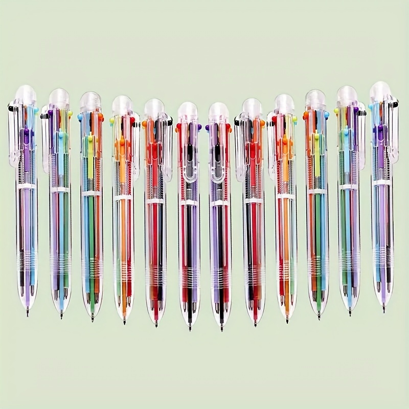 

6pcs, Multi-color Ballpoint Pens 6-in-1, Transparent 6-color Ballpoint Pens, 0.7mm Fun Pens, Party Gift Transparent Pen Holder Ballpoint Pens, Suitable For Office, Back To School, School Supplies