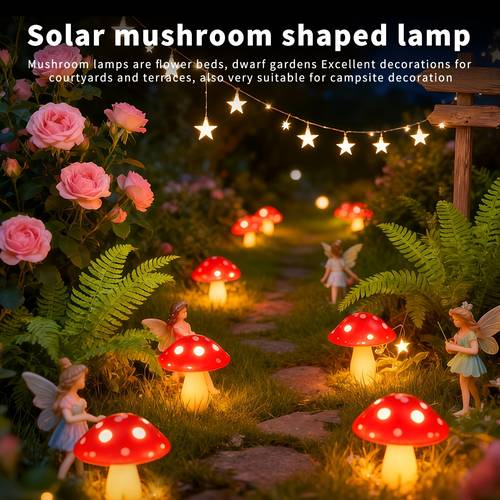 20 pack solar mushroom lights set outdoor garden string lights with white dots 8 lighting suitable for landscape garden pathway yard and party decorations