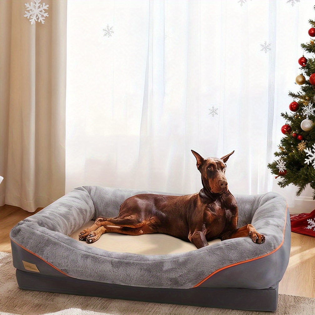 TEMU 1pc Large Dog Bed Sides Bolstered Dog Bed Cushion Living Room Lounger Matress 135x100x33cm