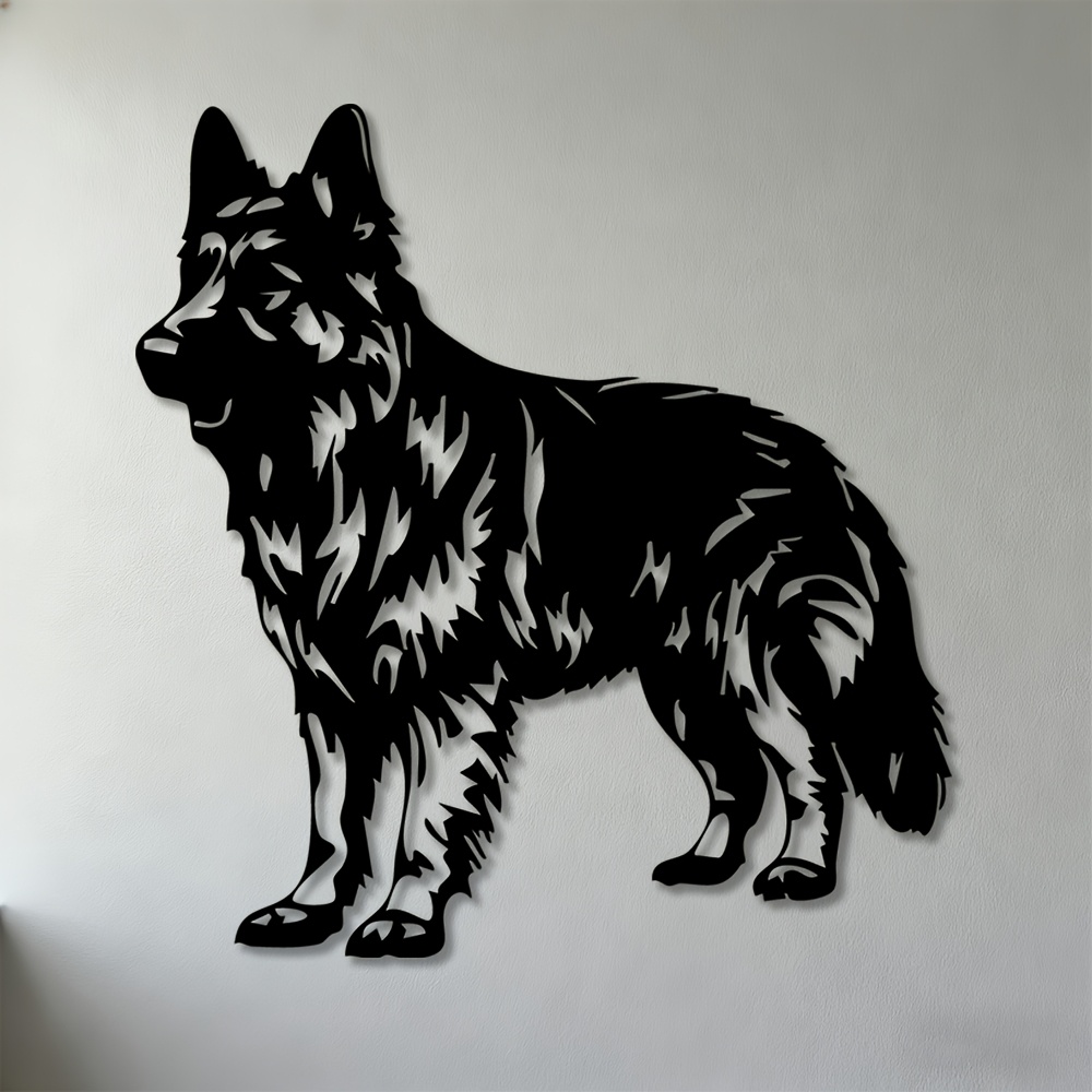 TEMU 2d Flat, 1pc German Shepherd Metal Wall Art Sculpture - Iron Suitable For Living Room, Bedroom, Office Decor - Modern Minimalist German Shepherd