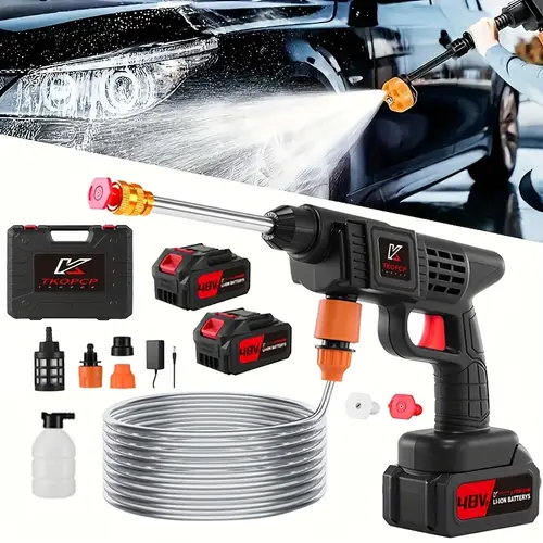 Wireless High-pressure Car Washing Machine, Portable Electric Car Washing Machine, Foam Gun Car Washing Tools, High-pressure Car Washing Tools, Wireless Charging Car Washing Machine, 2Batteries, Used to Clean Cars/fences/sides, Easter/Christmas Gifts, Best for Christmas