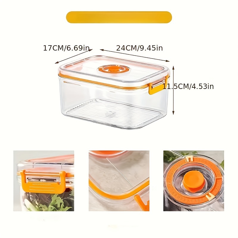 

2pcs Container +1pc Manual Vacuum Pump, Vacuum Seal Storage Container - Manual Vacuum Pump & Dishwasher Safe, Multi- Kitchen Organizer For Fruits And Vegetables