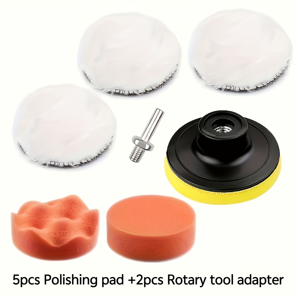 TEMU 7pcs Professional Car Polishing Set, Designed For Waxing, Polishing, And Buffing, Including Polishing Pads And Drill Connectors For Fine