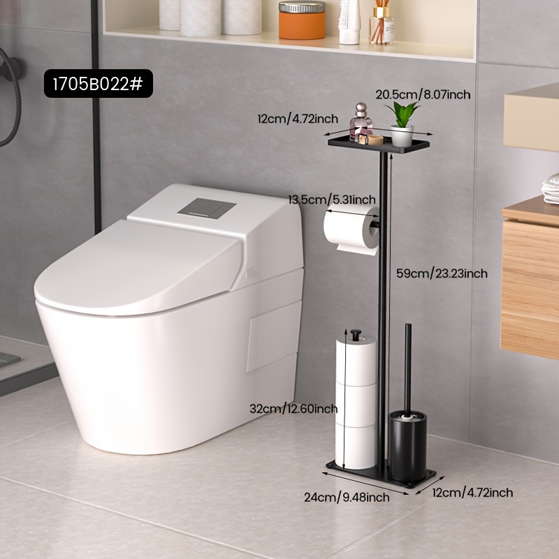 E-shop freistehender Toilettenpapierhalter mit Toilettenbürste Ablagefach, vertikaler Haushalts-Badezimmer-Tissue-Spender, eigenständiger