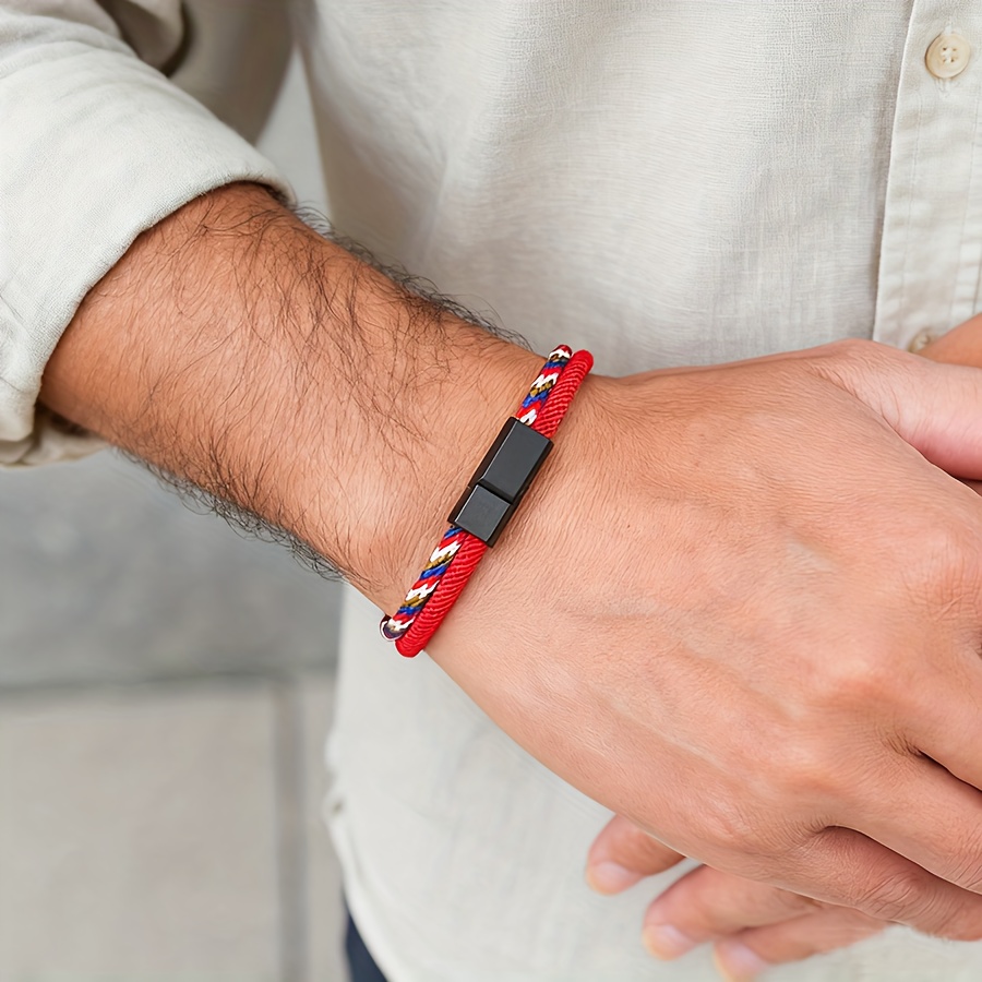 Men's Handmade Woven Bracelet, Detachable Clasp, Outdoor Style