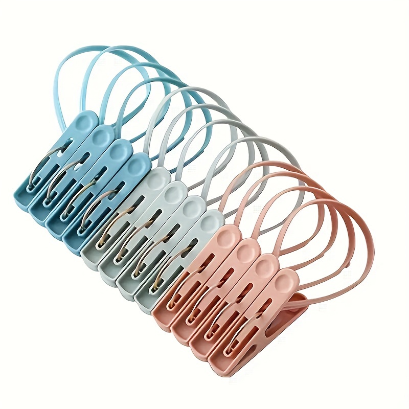 

12pcs Small Clothes Pins, Travel Drying Clip With Lanyard, Travel Towel Socks Drying Clips, Plastic Clothespins, Household Clothes Pegs