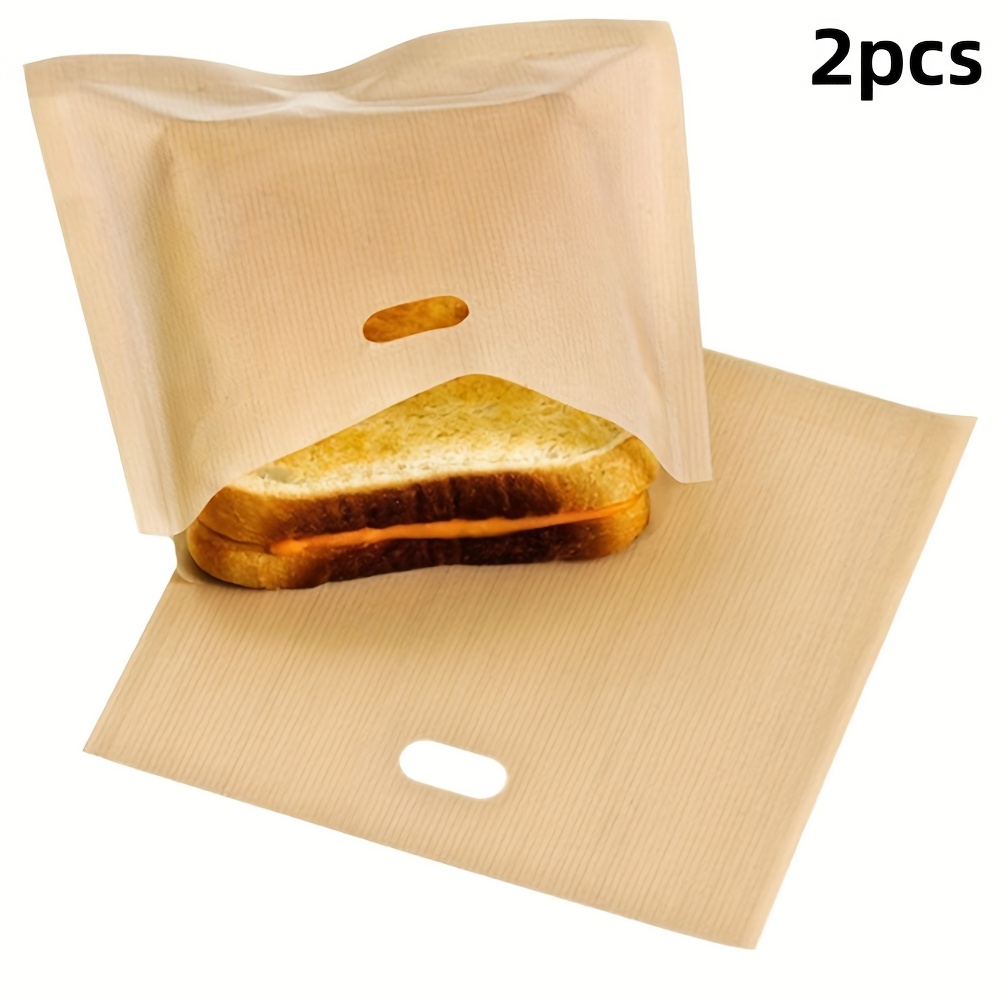 TEMU 2pcs Reusable Toast Bags, Washable Toaster Bags For Sandwiches - Used In Ovens Grills And Microwave Ovens, 6.3*6. Heat Resistant Sandwich Bag, Baking Bag