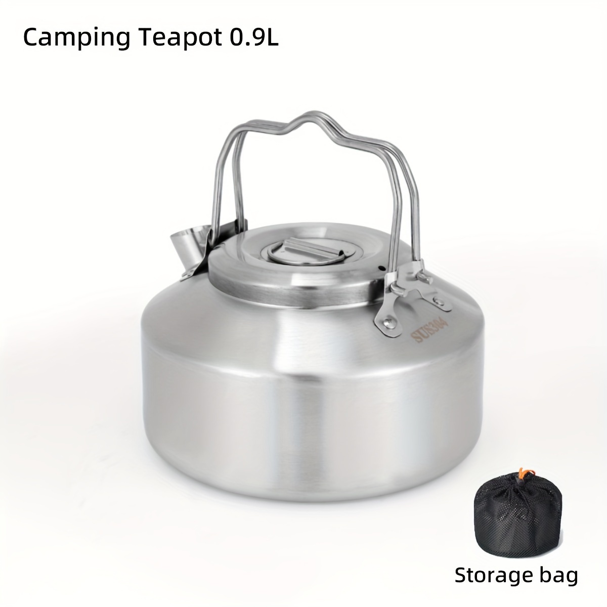 1pc 304 stainless steel camping kettle 0 9l with storage bag for portable   with drip coffee pot spout     camping hiking and backpacking