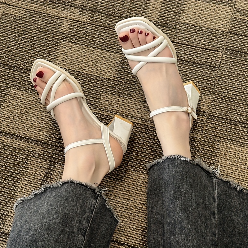 women's summer block heel sandals open toe ankle strap Temu Pakistan