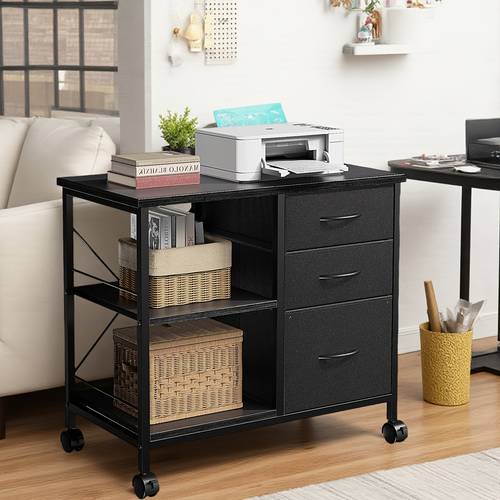 tier mobile filing cabinet a printer stand with storage a desk with drawers and backrest support and a load capacity of 110 lbs suitable for offices and homes