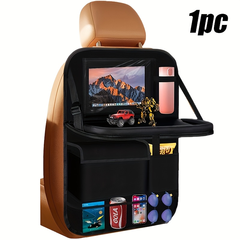 TEMU Organisateur de rangement multifonctionnel pour siège auto, disponible en pack simple ou double, avec une petite table et des poches spacieuses,