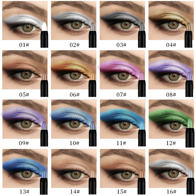 TEMU [makeup X Easter]16 Colored Pearl Eye Shadow Pens Eyeliner Highgloss Stick Eyeliner Gel Pen For Valentine's Day