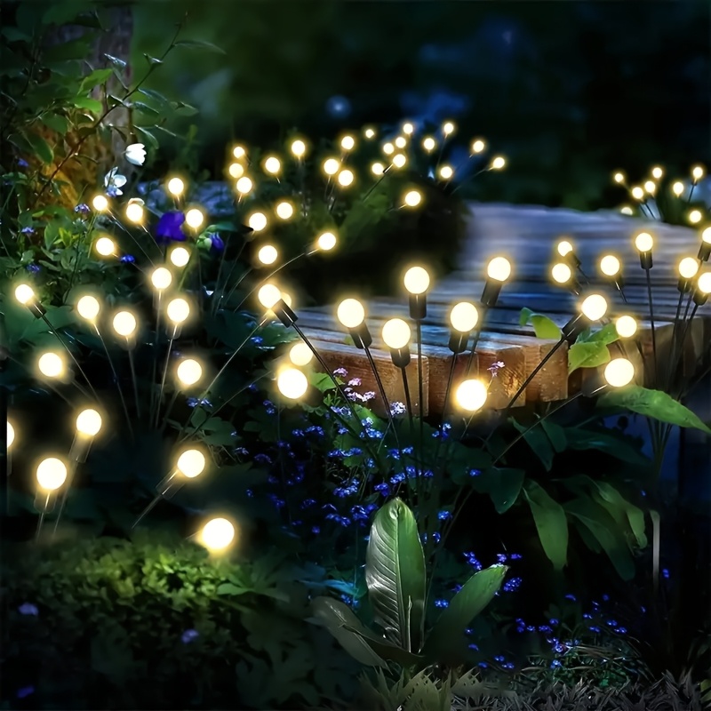 6 solar firefly lawn garden lights, warm white, suitable for Christmas, Thanksgiving, Easter gifts, Halloween gifts