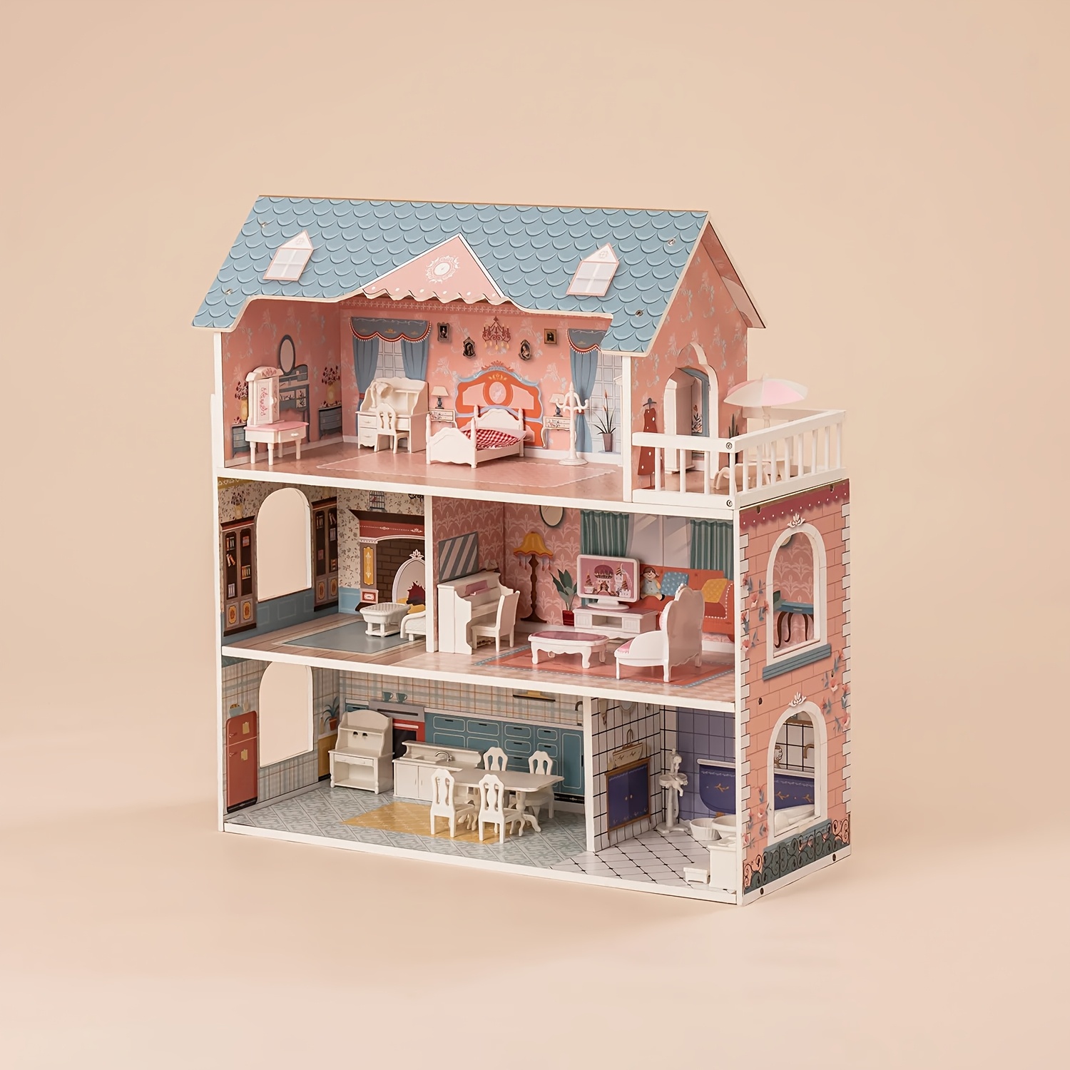 exquisite wooden dollhouse set with furniture childrens playhouse toy perfect gift for creative children