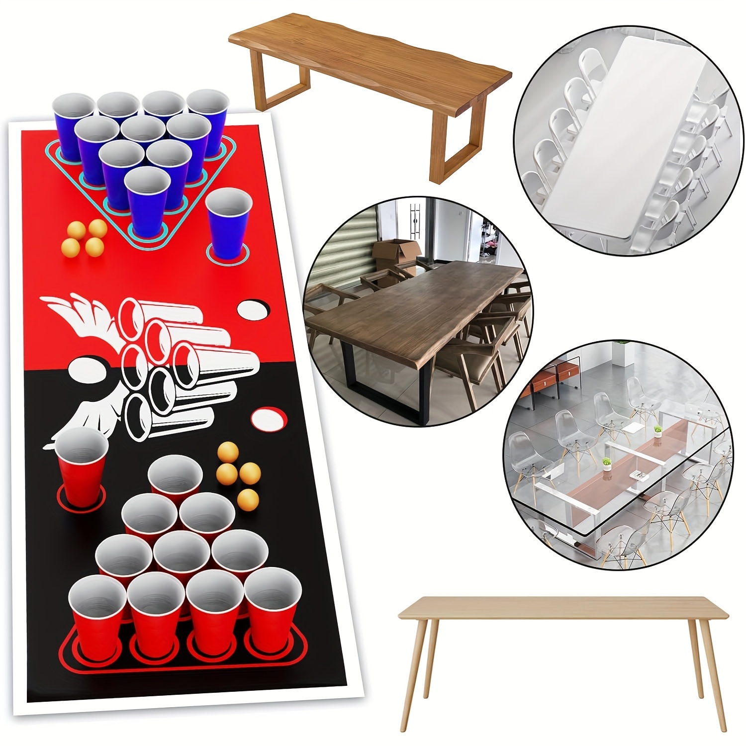 1pc 1pcs Beer Pong Table Mat Suitable for Adults Party Game - Portable Drinking Board for Camping, Backyard & for Use, No Cups/Balls/Electricity Needed, Ideal for Beer Pong (Table Not Included)