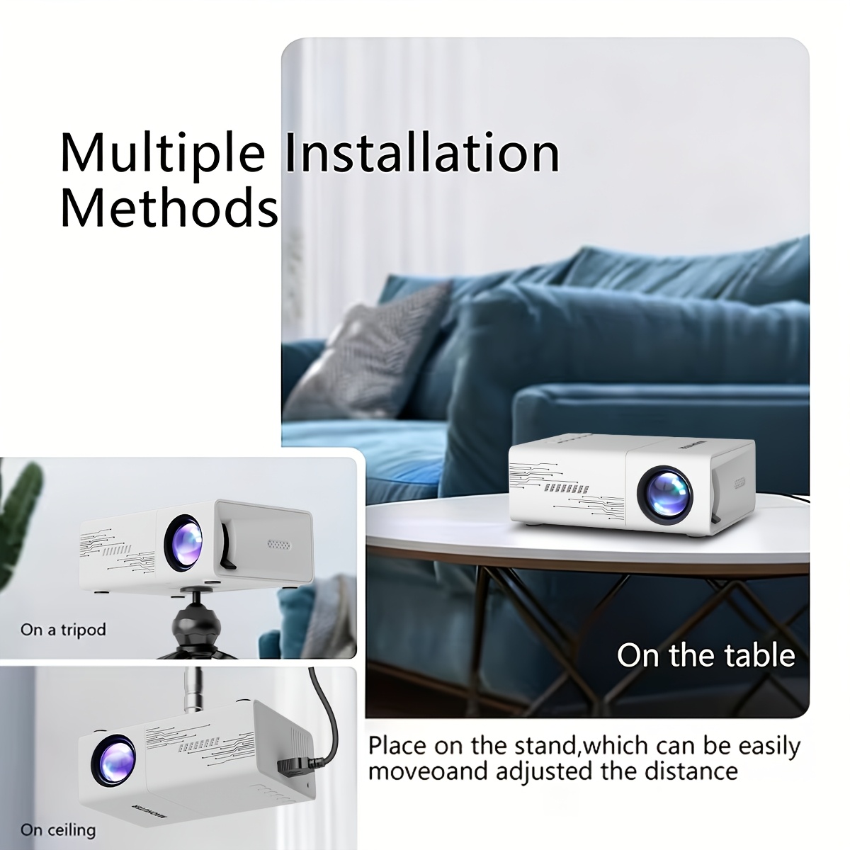 Ultra Compact Projector, Local 240P Video Decoding, Fast Focusing for Sharp Images, Trapezoidal Correction And 180 Degree Rotation, USB And Memory Card Support, Built-In Speaker, Ideal for Travel
