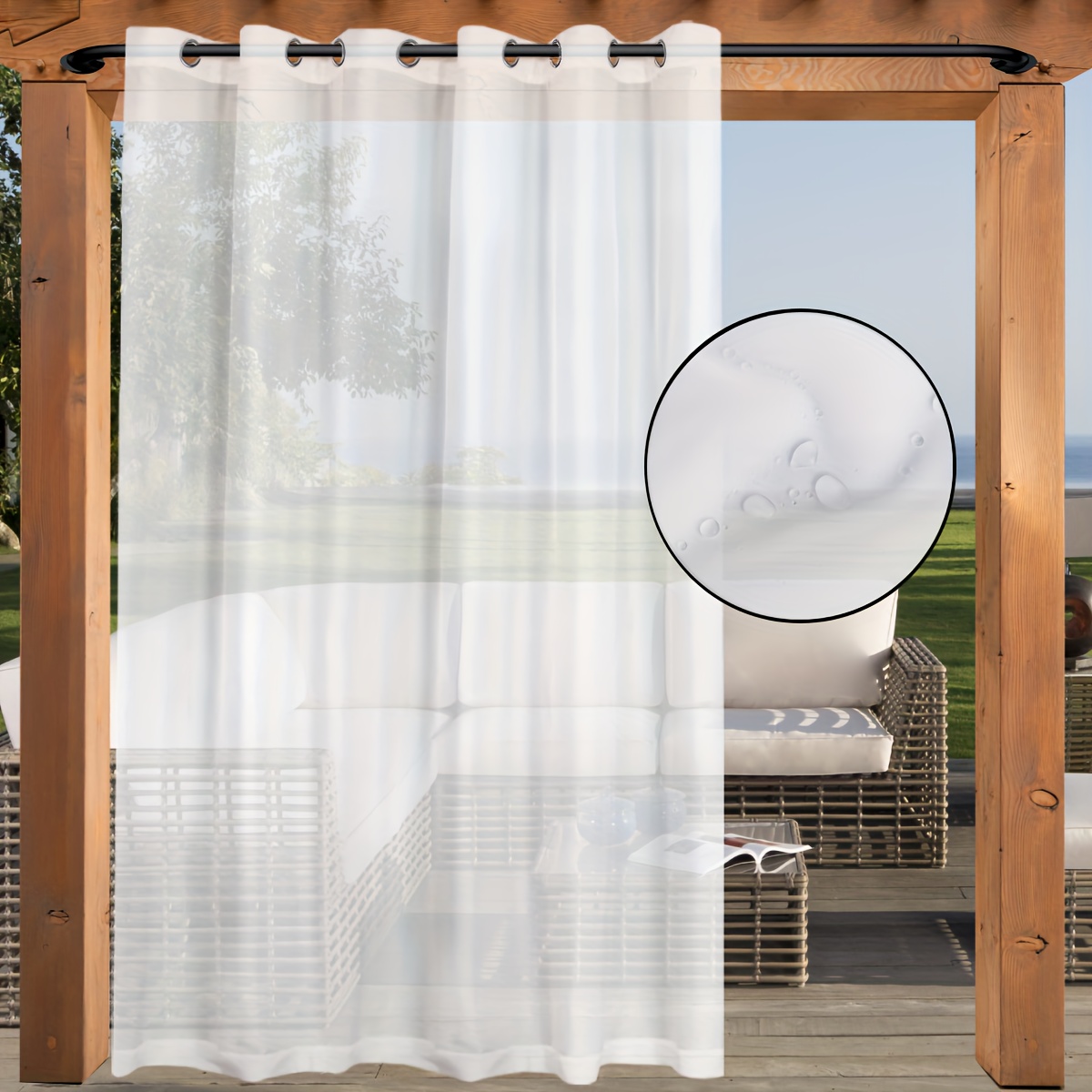 

1pc Waterproof Transparent Curtains For Indoor And Outdoor, Top Grommets Design, Suitable For Pavilions, Cabins, And Home Decoration