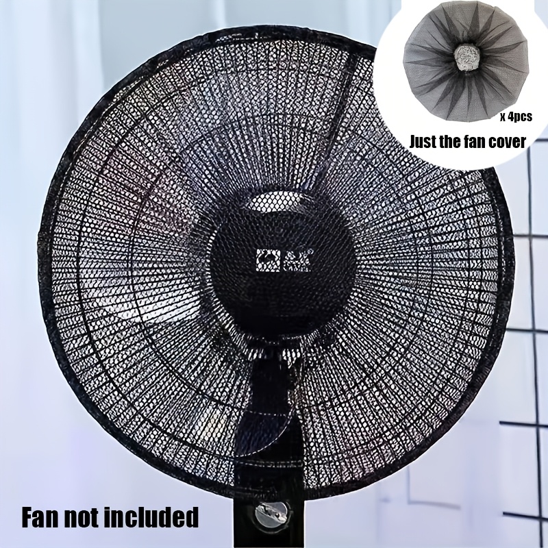 TEMU 4pcs Universal Round Fan Protective Net Cover | Reinforced Elastic Dustproof And Anti-pinch Fan Net Cover, Compatible With Most Round Household