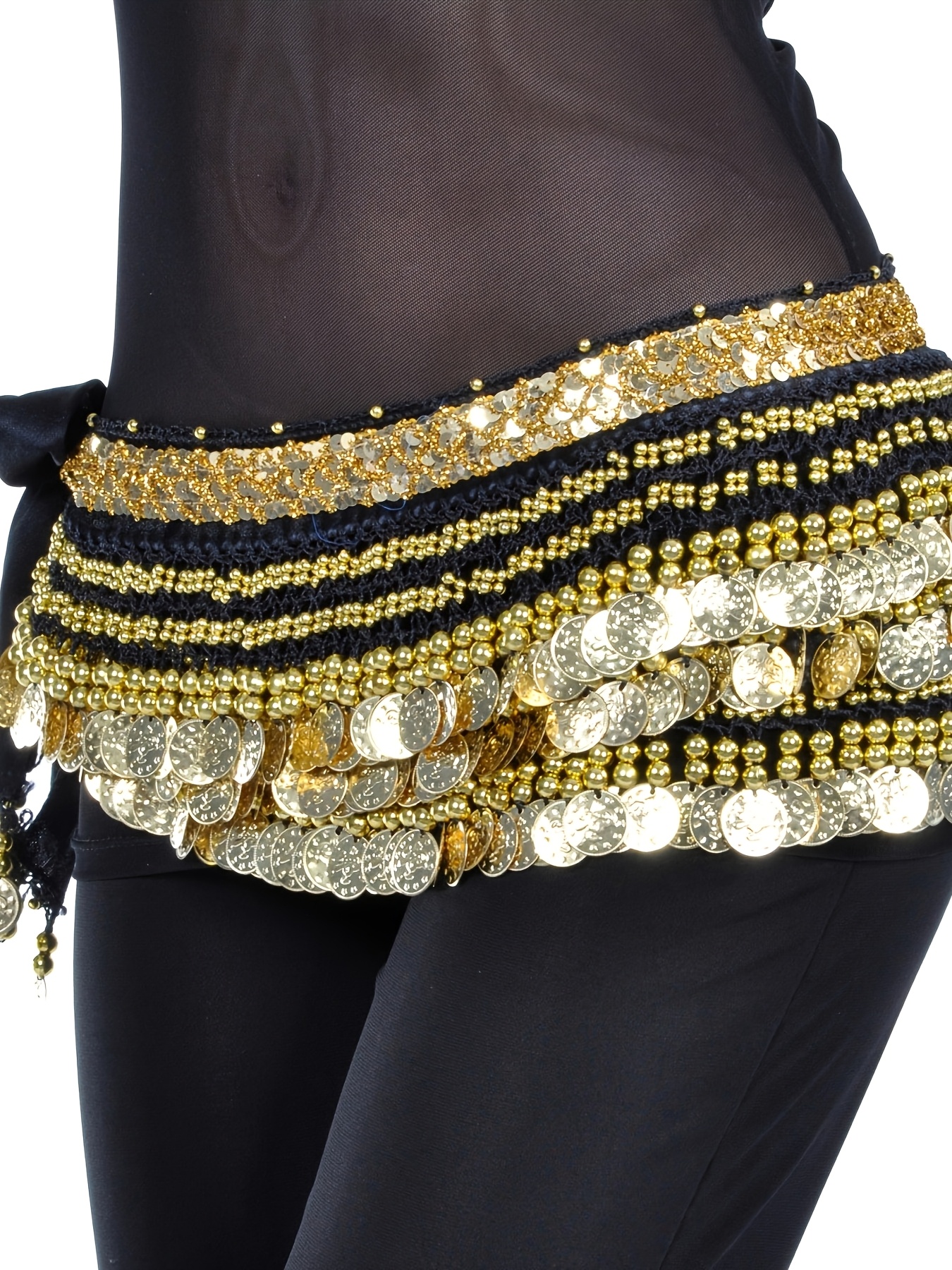 Bellydance Hip Belt Elastic Hip Belt Dance Accessory HipSkirt Body Jewelry Triangle Sequins Tassel Hip Belt Waist Chain for Belly Dance  main image 3