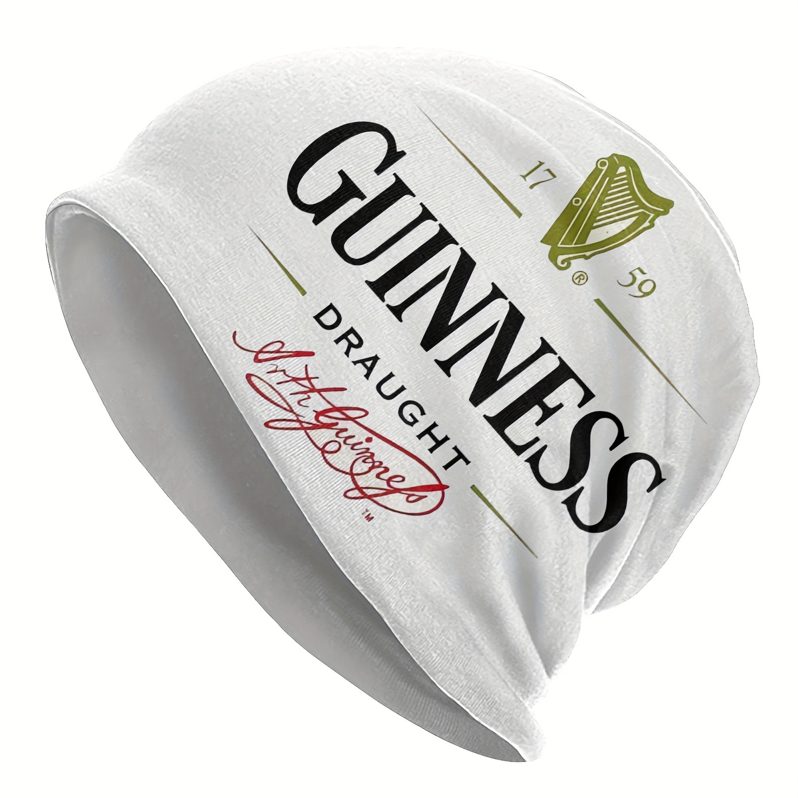 

Guinness Retro Pattern Beanie Hat, Soft Thin Style Summer Bonnet Hat For Sports, Hippie Y2k Retro White, Ideal Choice For Gifts
