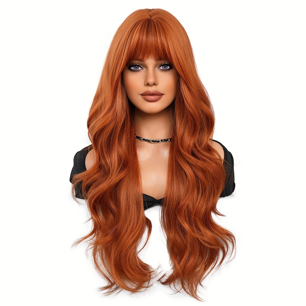 Wigs, Long Curly Hair, Female Qi Bangs, Big Waves, Chemical Head Covering