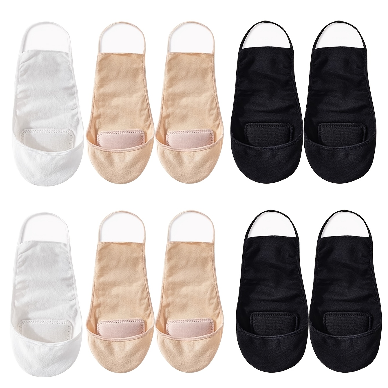 E-shop 5 Paar Damen Hosenträger-Bootssocken, unsichtbare flache Socken, Sommer, dünn, flacher Ausschnitt, rutschfeste Halbsohlen-Socken, rutschfeste