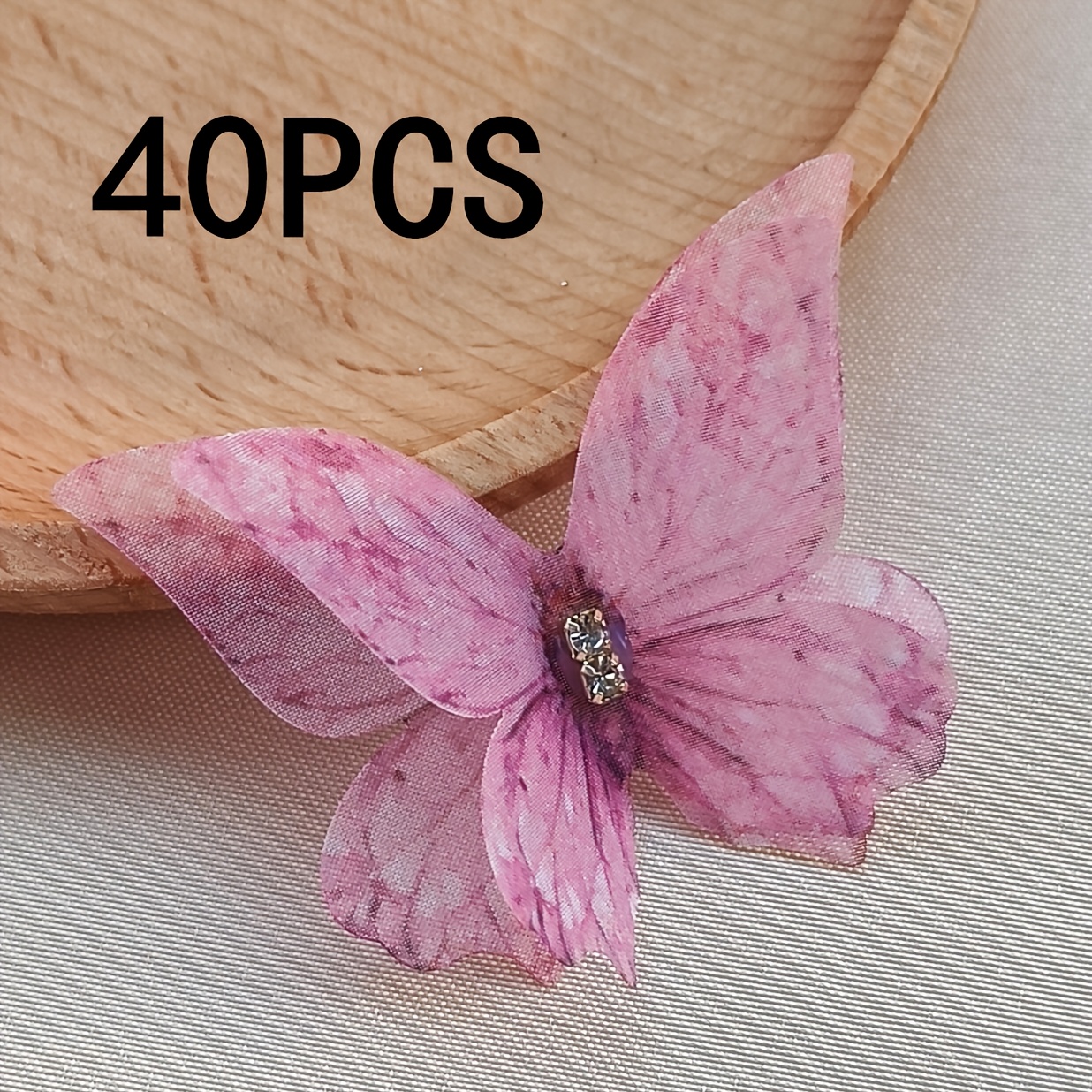 TEMU 40pcs Elegant Mesh Colorful Appliques - 3d Handmade Fabric Patches For Hair Clip Wedding Dress, Clothing Embellishments, Hair Additions And