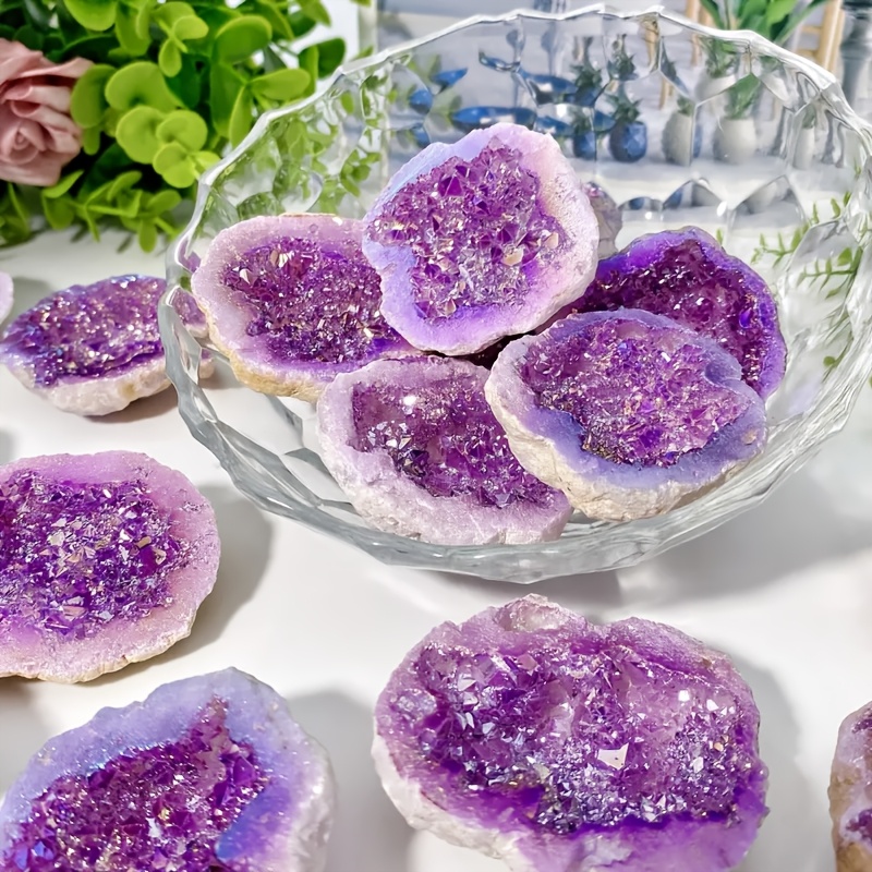 Random Purple Electroplated Crystal Geode, Unique Jewelry & Home Decor