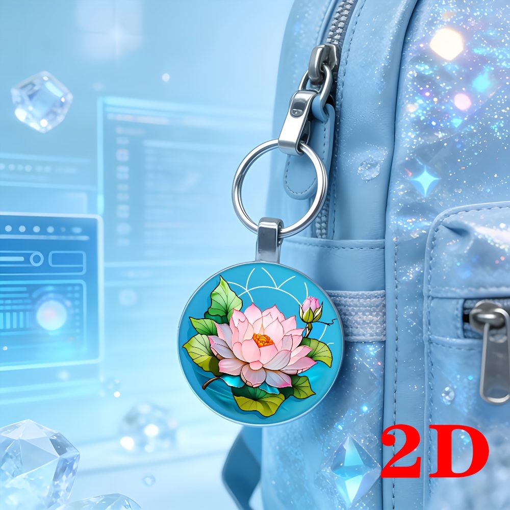 Stylish Pink Lotus Keychain, Simple Daily Gift