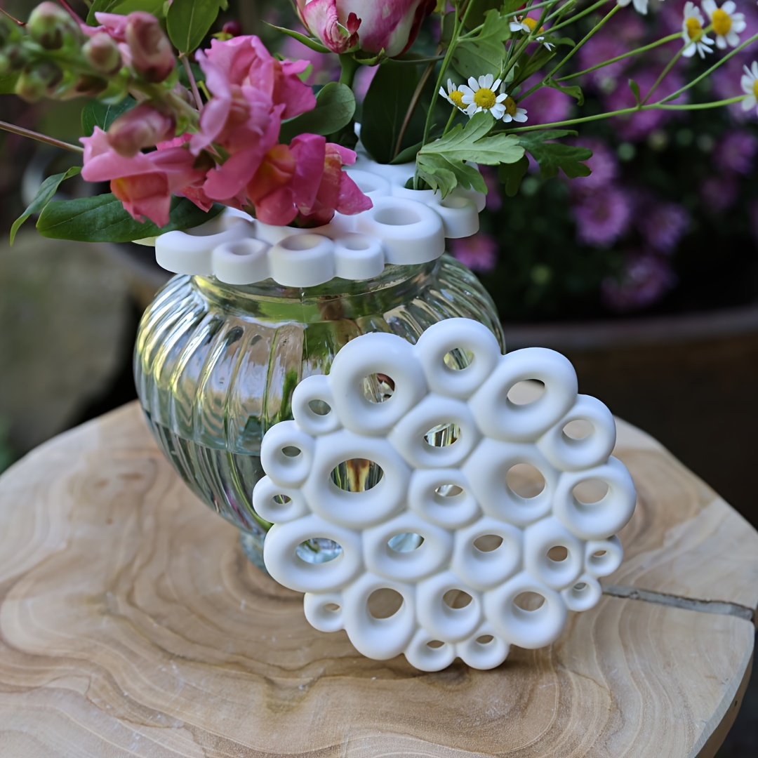 

Elegant European-style Silicone Flower Vase Lid Mold - Irregular Shape, Dual Cavity Design For Resin & Concrete Crafting