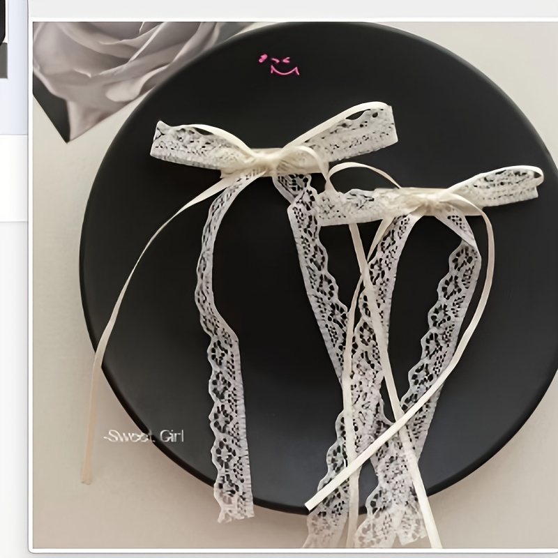 1 Pair Elegant White Lace Ribbon Bow Hair Clips - Metal & Lace Bridal Hair Accessories for Women, Princess Theme, Ideal for Birthday, Anniversary, Christmas, Easter, Thanksgiving, New Year, Valentine'S Day Gifts