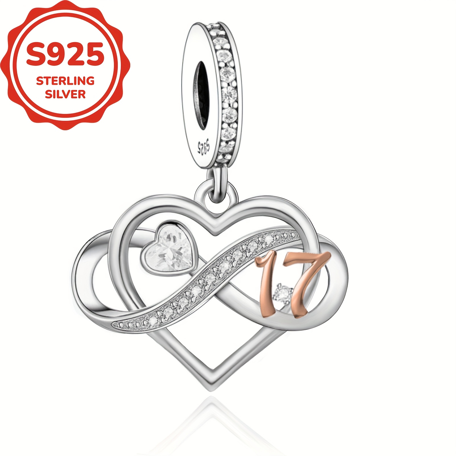 925 Sterling Silver Heart-Shaped Infinite Loop Pendant, Gift for Her