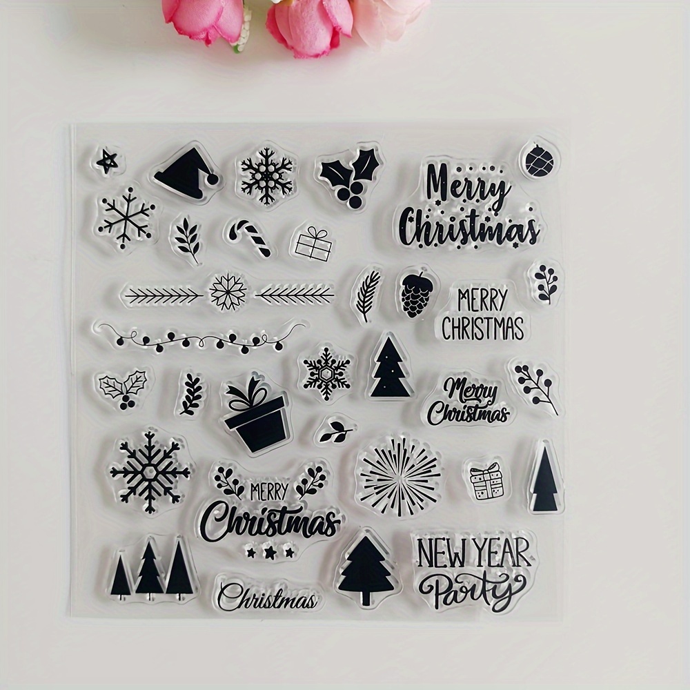 Image of Merry Christmas Set Of Clear Stamps For Scrapbooking, Card Creation, And Using Craft Stamps