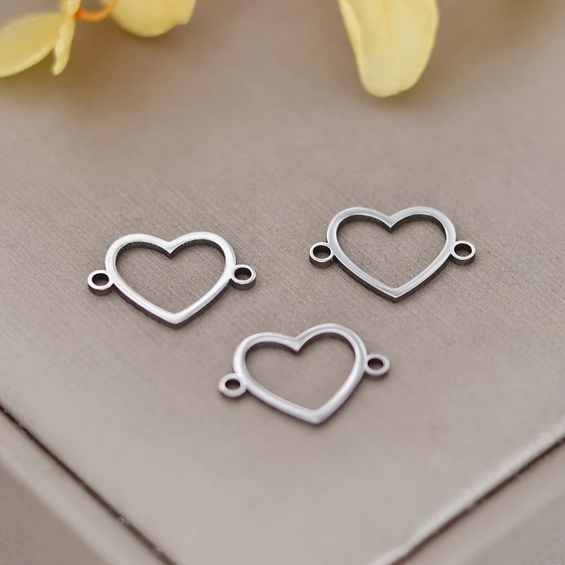 Image of 3pcs Love Stainless Steel Connector Pendant Craft Necklace Charms For Jewelry Making Bracelets Additions